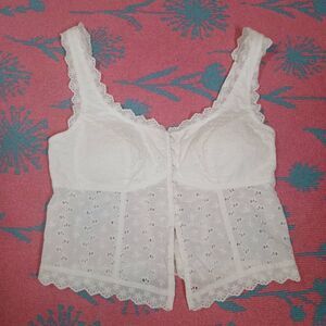 Steve Madden nyc women small cropped top babydoll eyelet Cottagecore shabby chic